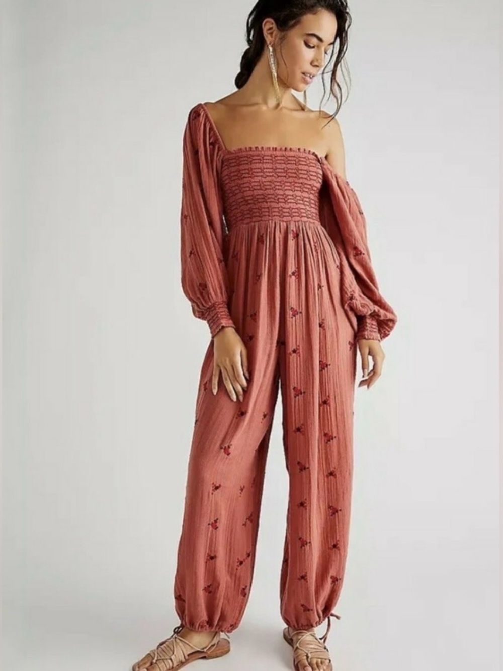 Free People Dahlia Embroidered Jumpsuit